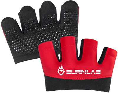 BURNLAB Short Micro Weight Lifting Gloves - Grip Pads Gym & Fitness Gloves(Red)