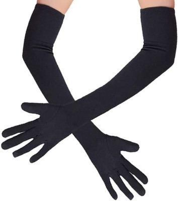 GREENPORT Summer Sun Shield:Unisex Cotton Arm Sleeve Full-Hand Long Gloves for Bike Riding Riding Gloves(Black)