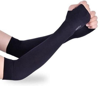 Homeistic Applience Cotton Finger Arm Sleeves/Hand Socks - UV/Sun Protection Finger Cut Arm Sleeves Gym & Fitness Gloves(Black)