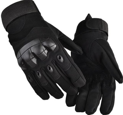 GymWar Full-Finger Biker Hard Knuckle Protection Gloves, Touchscreen Comfortable Riding Gloves(Black)