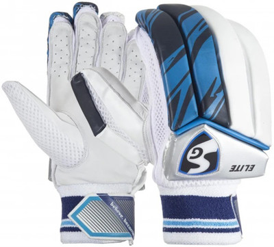 SG Elite Youth Right Hand Batting Gloves(White/Blue)