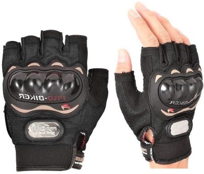 Creeknest Motorcycle Half Finger Hard Knuckle Racing Breathable & Protective Hand Gloves Riding Gloves(Black)