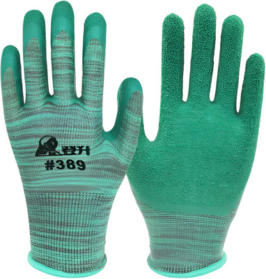 RBGIIT Oil & Cut Resistant Wooden Aluminium Cement Worker Nitrile Nylon Safety Gloves K Riding Gloves(Grey, Green)
