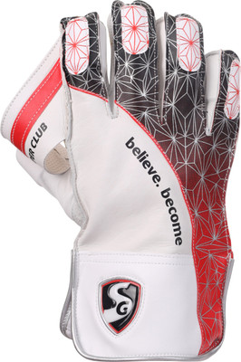 SG Super Club Wicket Keeping Gloves(White/Red/Black)