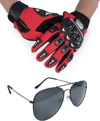 Aim Emporium Pro Biker Full Finger Glove For Driving, Ridding, Cycling With aviator sunglass Riding Gloves(Red)