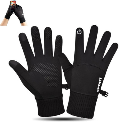 zaysoo Winter Gloves Nonslip Thermal Gloves for Outdoor Running Sports Motorcycle Riding Gloves(Black)