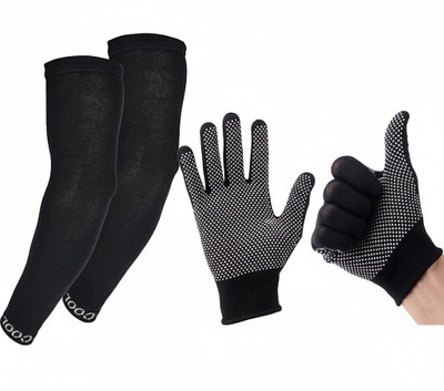 PIRENE Combo Gloves and sleeves Batting Gloves(Black)