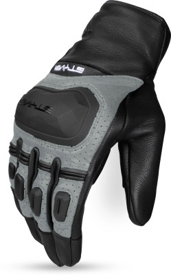 Ignyte Gauntlet Full Finger Bike Riding Leather Gloves with Touch Screen Sensitivity Riding Gloves(Grey)