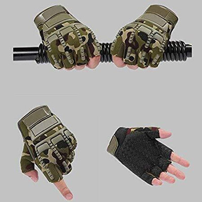 Yeahmom Motorcycle Bike Riding, Cycling & Outdoor Sports Gloves Breathable Half Finger Riding Gloves(Army Green)