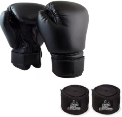 bulls fitness Boxing Gloves,Fight Gloves With Handwrap /Men & Women Boxing Gloves(Black)