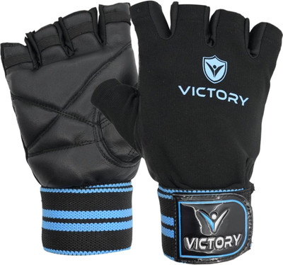 VICTORY POWER Gym Gloves for Men & Women with Wrist Support for Weightlifting, Exercise Gym & Fitness Gloves(Black)