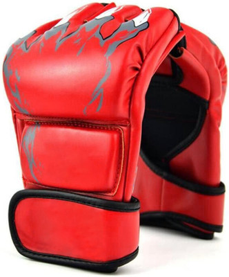 Leosportz MMA Boxing Gloves, Half Finger Kickboxing Training Gloves,Grappling Boxing Gloves(Red)