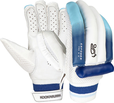 KOOKABURRA Empower Pro 9.0 Left Hand Batting Gloves - Adult Batting Gloves(White/Navy Blue)