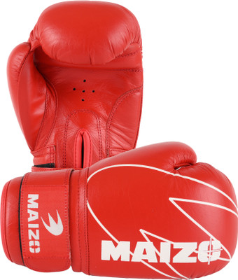 MAIZO Competition Style Leather Moulded Boxing Gloves 14 oz (Red) Boxing Gloves(Red)