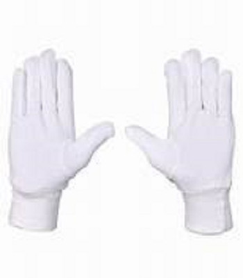 GALY Cotton Cricket Multipurpose Hand Protect Re-usable Batting Inner Hand Gloves Wicket Keeping Gloves(White)