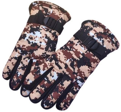 DreamPalace India Adjustable Full Finger Warmer Bike Riding Winter Gloves Riding Gloves(Brown)