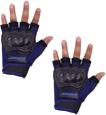 ALLEXTREME Protective Full Finger Gloves Anti-Skid Bike Riding Glove for Bikers Riding Gloves(Blue)