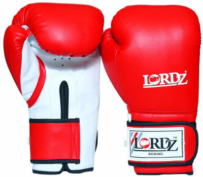 Lordz PU Leather Boxing Gloves with Sandwich Padding Boxing Gloves(Red)