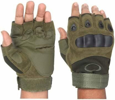 Zepto Half Finger Hard Knuckle Motorcycle Army Shooting Riding Gloves(Green)