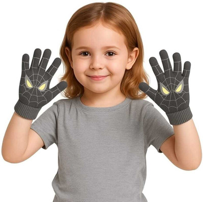 WKLOUYHE Kids Cartoon Gloves for Boys Running Gloves(Grey)