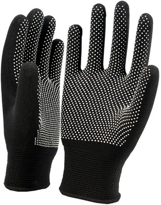 Kkrish Sports DOTTED Cotton Gloves for Tennis Cricket Batting, Biking, one pair_ BLACK Inner Gloves(Black)
