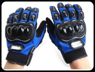 JAI SHRI Full Finger Bike Riding Motorcycle Probiker Hand Gloves for Men_ Driving Gloves(Blue)