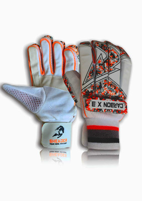 SHEADER Carbon X 3 Cricket Batting Gloves Cotton Palm Batting Gloves(Orange, White)