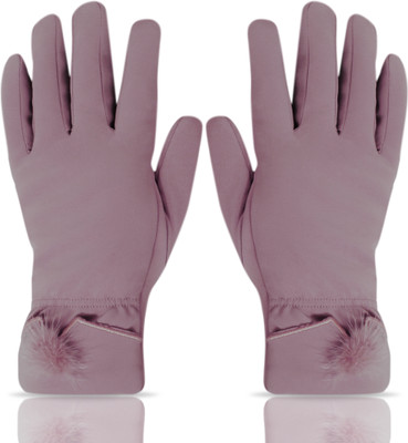 Aseenaa Winter Fur Gloves for Women & Girls Bike Riding, Fits Everyone Above 10 Years Driving Gloves(Maroon)