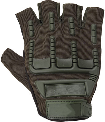 Yeahmom Motorcycle Bike Riding, Cycling & Outdoor Sports Gloves Breathable Half Finger Riding Gloves(Dark Green)