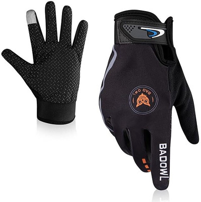 BAD OWL Street Hawk Bike Riding Gloves for Men and Women – Full Finger Riding Gloves(Black)