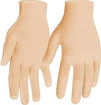 GREENPORT Soft Cotton Full Hand Gloves Beige Reusable Washable Protective Riding Gloves(Beige)