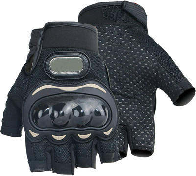 Yeahmom Half Finger Hard Knuckle MotorBike Outdoor Breathable & Protective Riding Gloves Riding Gloves(Black)