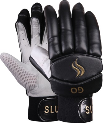 SLUGGER Cricket GO Left Handed Lightweight PVC Material Leather Enhanced Grip Batting Gloves(Classic Black For Men)