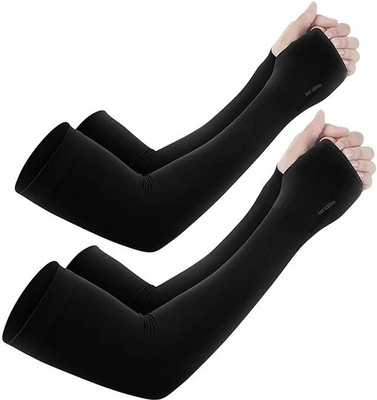 Rudra UV Protection Skinny fit With Thumb Hole Stretchable Arm Sleeves for Men & Women Riding Gloves(Black)