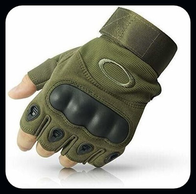JAI SHRI Half Finger Tactical Hard Knuckle Ridding Gloves Riding Gloves (Green)_ Driving Gloves(Green)