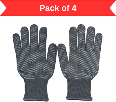 SVS Anti-skip PVC Dotted Tennis (Pack of 4) Batting Gloves(Grey)