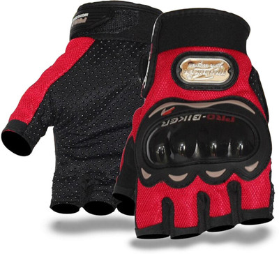AccessoriZoid Skid Proof, Breathable Protective Riding/Cycling Half Glove For Boys and Men's_8 Riding Gloves(Red)