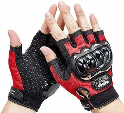 HOC PRO Moto Half Biker Hand Gloves for Bikes Riding Driving Gloves(Red)