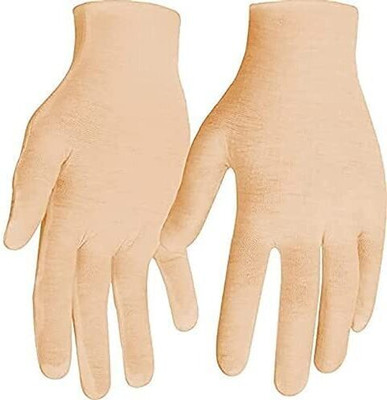 Amalya Soft Cotton Full Hand Gloves Beige Reusable Washable Protective Riding Gloves(BEING)
