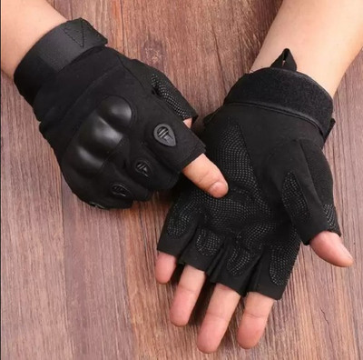 uRock Tactical Hard Knuckle Half Finger Gloves Riding Gloves(Black)
