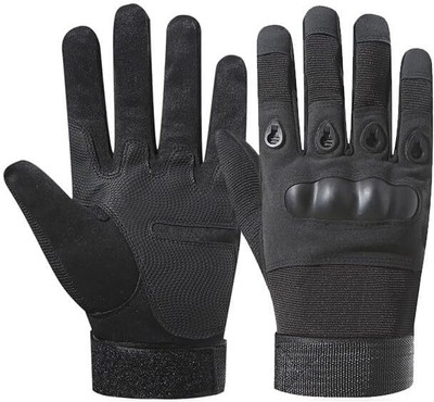 Vichaxan Tactical Shooting Gloves Hard | Protection Leather Palm Motorcycle Gloves | Riding Gloves(Black)