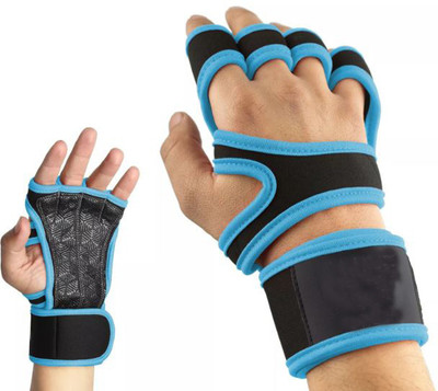 GymWar Weight Lifting Palm and Wrist Support Workout Gloves Gym & Fitness Gloves(Blue)