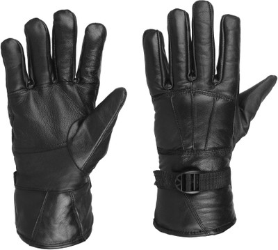 ENTIRE Leather Full Finger Gloves Driving Gloves(Black)