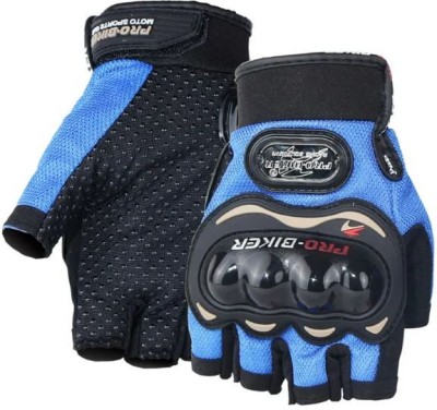 DreamPalace India Probiker Half Finger Motorcycle Gloves Riding Gloves(Blue)