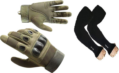MELZRON Full Finger Military Green Motorbike Riding Winter Gloves Men Riding Gloves(Green)