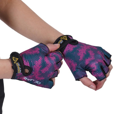 DE JURE FITNESS Half-finger Gym Gloves for Men & Women Gym & Fitness Gloves(Blue/Magenta)
