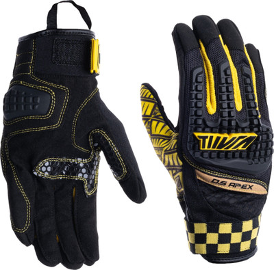Tiivra DS Apex Riding Gloves - PVC Knuckle Protector (Medium) Riding Gloves(Black and Yellow, Multicolor)