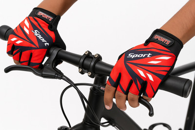 keycraze Cycling Gloves Bicycle Non Slip Half Finger Cycling Gloves(Red)