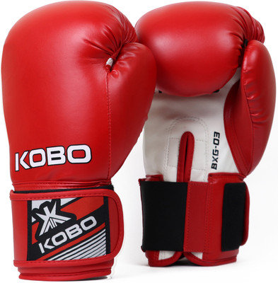 KOBO 12 OZ P.U Leather Boxing Punching Bag Sparring Training Gym Muay Thai Mitt Fight Boxing Gloves(BXG-03-RED)