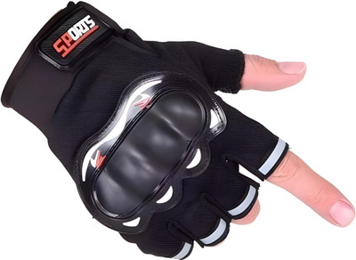 ShopiMoz Comfortable & Super Grib with Softness Half Finger Gloves for Motorcycle Gloves Riding Gloves(Black)